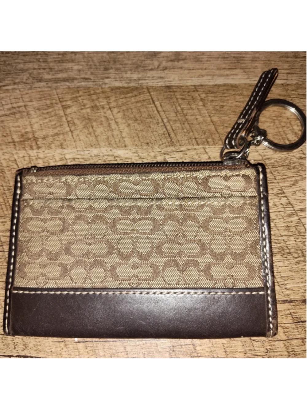 Women's Coach Signature Canvas Key & Card Holder One Size Brown/Beige
